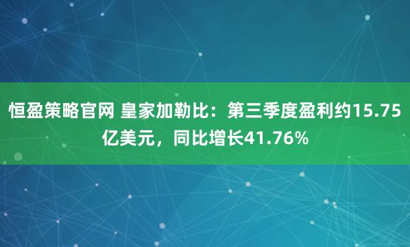 恒盈策略官网 皇家加勒比：第三季度盈利约15.75亿美元，同比增长41.76%